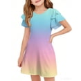 thumbnail image 5 of Girls Summer Dress Tween Dresses Gradient Short Sleeve Dress Soft Comfortable Perfect for Casual Wear and Special Occasions ,Sie:120, 5 of 5