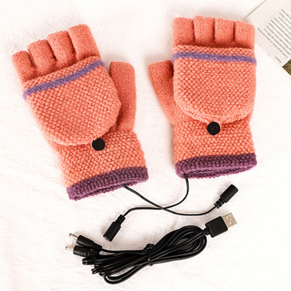 USB Electric Heated Gloves for Winter USB Charging Half Full Fingers