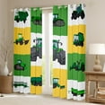 thumbnail image 2 of Homewish Modern Farmhouse Truck Black Out Curtains,Green Bulldozer Curtains Pack of 2 (42x63 Each),Patchwork Geometric Checkered Bedroom Curtains For Boys Kids,Luxury Bedroom Decor, 2 of 6