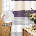 thumbnail image 3 of No Hook Shower Curtain, Purple Grey Stripe Shower Curtains for Bathroom with See Through Top Window, Modern Art Horizontal Striped Waterproof & Washable Bath Curtain Extra Long 72"x96", 3 of 9