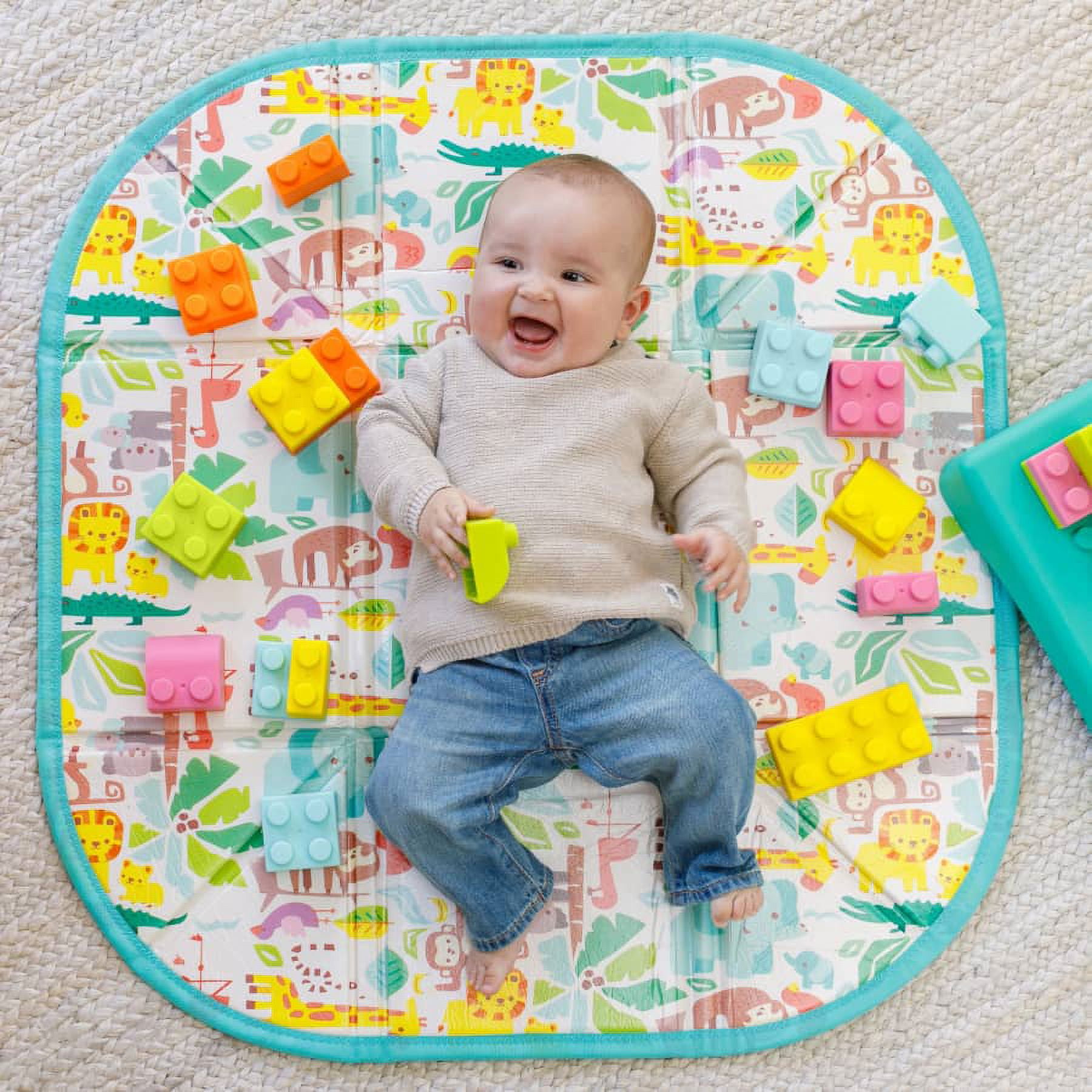 Infantino Super Soft 1st Building Blocks Activity Station, Multicolor
