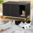 thumbnail image 4 of Litter Box Enclosure, Modern Fluted Hidden Litter Box Furniture,Cat Litter Box Enclosure with Scratching Mat,Cat House Side End Table,Black, 4 of 9