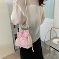 thumbnail image 4 of Vjnyvs Lace Bow Tote Bag White Pearl Handle Bag Evening Clutch Bag Summer Bucket Crossbody Bag Women Supply for Daily Matching, 4 of 7