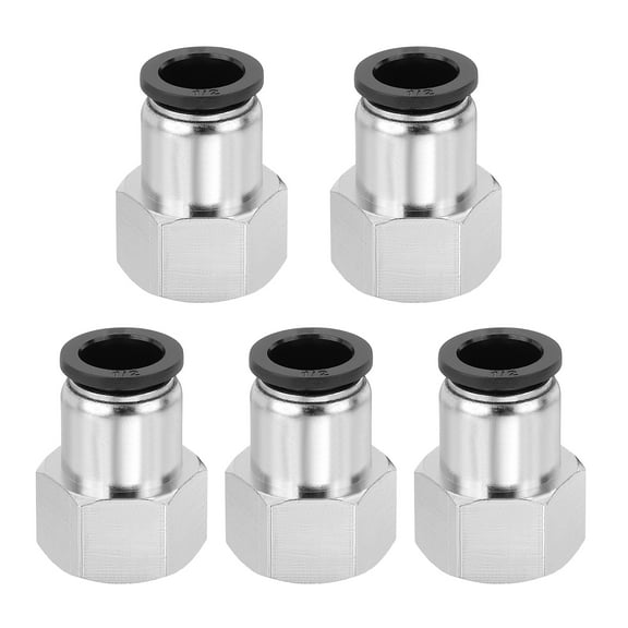 Uxcell 5 Pcs NPT Female 1/2 inch OD x 1/2" NPT Thread Push to Connect Fittings, Black