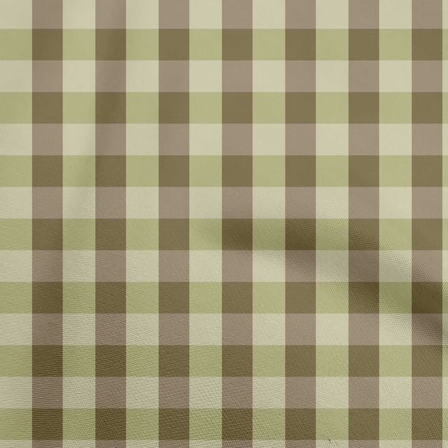 oneOone Cotton Flex Olive Green Fabric Check Sewing Craft Projects Fabric Prints By Yard 40 Inch Wide
