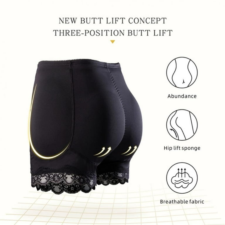 Fake Butt Lifter Pants Lace Hip Enhancer Pads Underwear Shapewear Control  Knickers Padded Panties Bum Booty Boyshorts (Black, Small) : :  Fashion