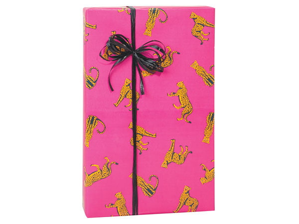 Pack of 1, Hot Pink Cheetah 24x85', Gift Wrap Cutter Box for