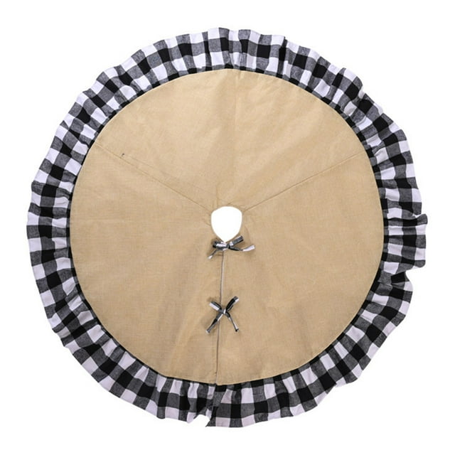 Advancent de árbol de Navidad con ribete a cuadros, delantal inferior de diámetro de 120cm, cubierta de Base bordada, decoraciones de Kits de decoración para fiestas En blanco y negro Advancent HA068021-01