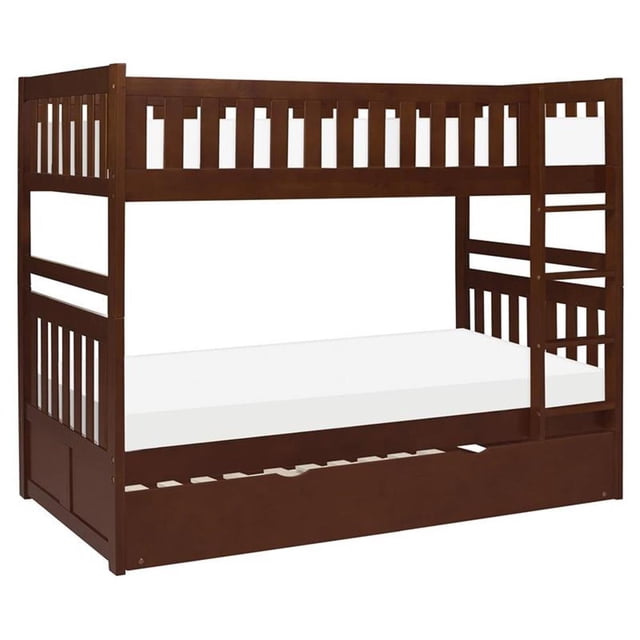 Lexicon Lit Superposé Simple sur Simple en Bois Rowe avec Lit Gigogne, Cerisier Foncé
