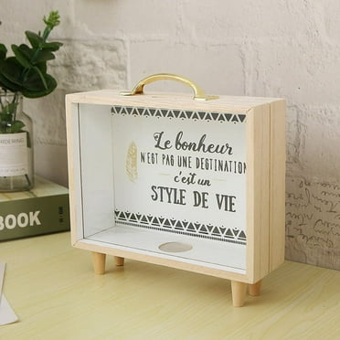 Adventure Archive Box, Travel Shadow Box, Ticket Shadow Box with Slot, 8Inch Memory Boxes for Keepsakes Wood Color