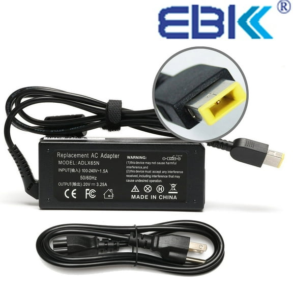 65W 20V 3.25A AC Adapter Charger Power Cord for Lenovo B40 B41 T550 T450 T450S T540P T440P T440 T440S T431S Laptops ADLX45DLC2A ADLX45NCC3A ADLX45NDC3A ADLX65NCC2A