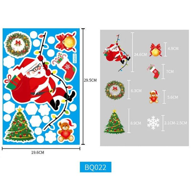 Pegatinas de ventana de Navidad para el hogar, pegatinas estáticas de ventana de vidrio, copo de nieve, muñeco de nieve, Papá Noel