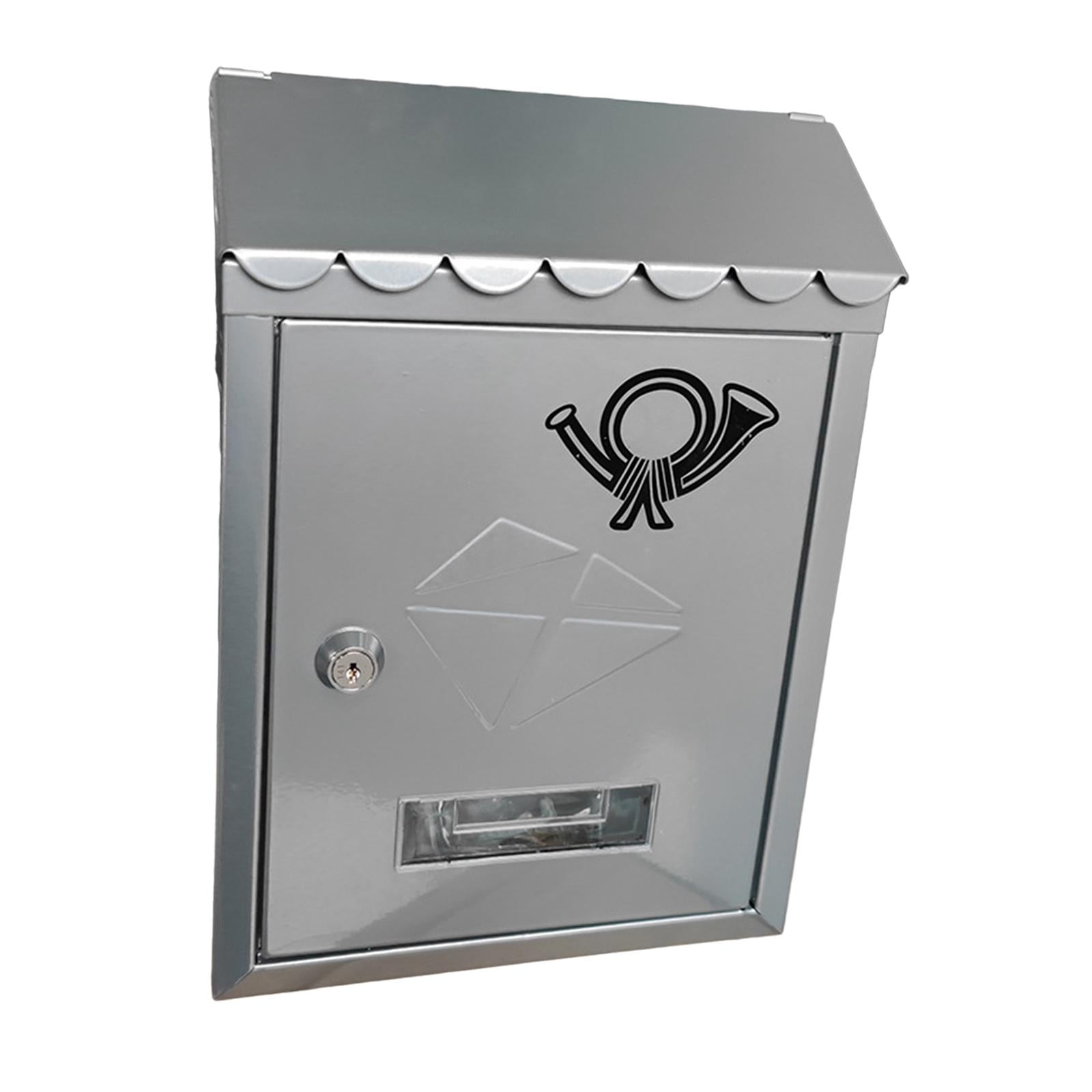Wall Mount Mailbox Letterbox Front Door 21.5x7x30cm Outside Office Decorative Decor with Key Metal Locking Mailbox Porch Mail Box Drop