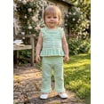 thumbnail image 4 of Cenuakty Little Girls 6M 12M 18M 24M 2T 3T 4T Striped Pants Sets Sleeveless Ruffle Trim Tank Tops Trousers Summer Outfits, 4 of 9