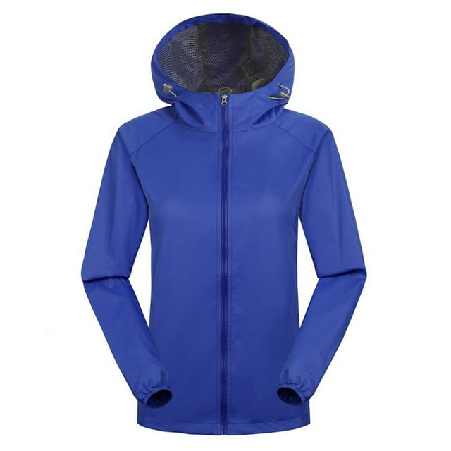 drppepioner Women Solid Rain Outdoor Plus Waterproof Hooded Raincoat Windproof Jacket Coat