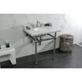 thumbnail image 4 of Kingston Brass LMS3030MB8 Pemberton 30" Carrara Marble Console Sink with Brass Legs (8-Inch, 3-Hole), Carrara Marble White/Brushed Nickel, 4 of 8
