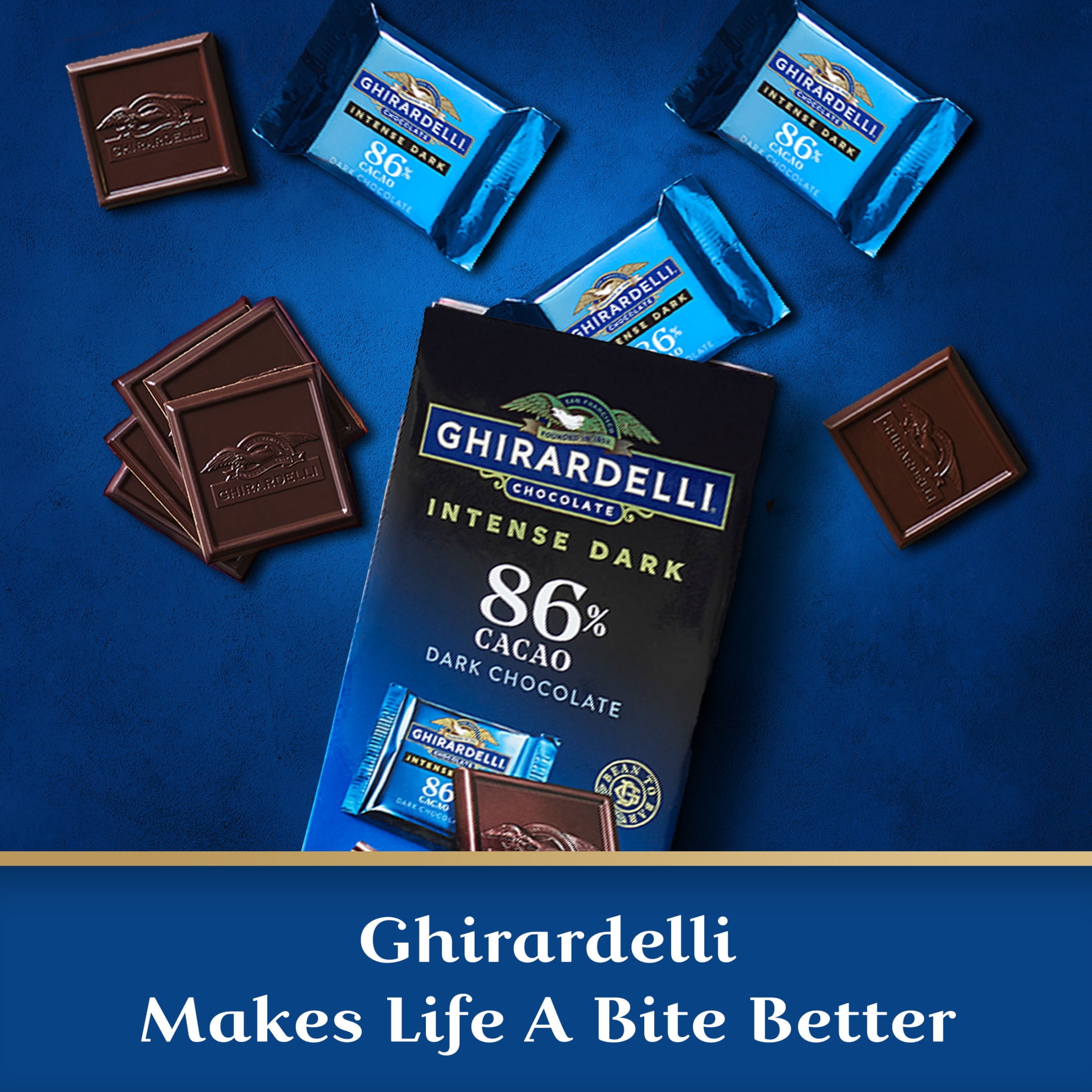 GHIRARDELLI Intense Dark Chocolate Squares, 86% Cacao, 4.12 oz Bag