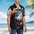 thumbnail image 3 of Pofeuu USA Bald Eagle Print Hawaiian Shirt for Men Sleeves Casual Button Down Summer Beach Dress Shirts T-Shirts,Medium, 3 of 7