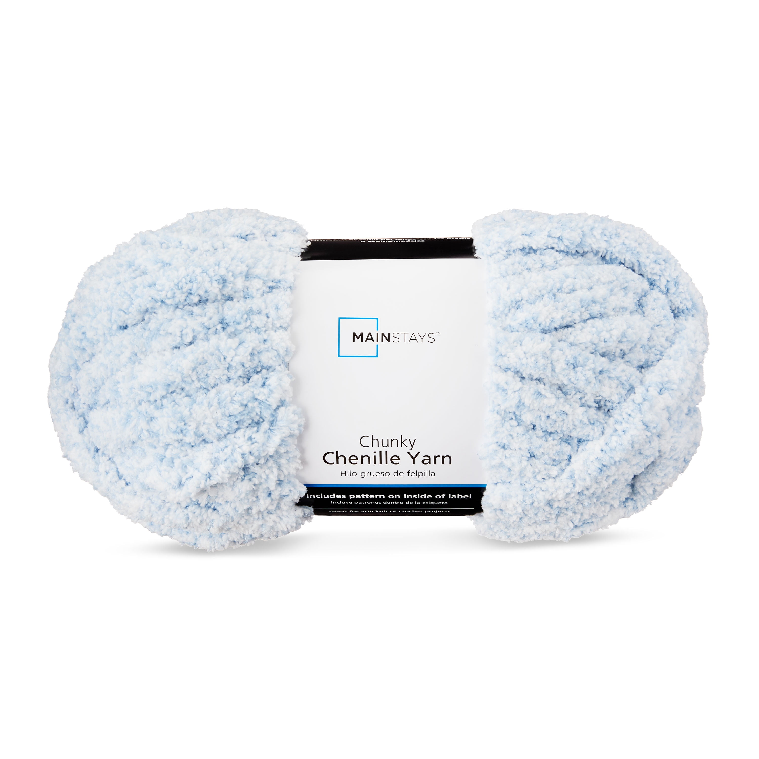 Mainstays Chunky Chenille Yarn 31.7 yd Heathered Blue 100% Polyester Super Bulky pack of 4