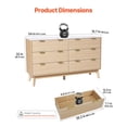 thumbnail image 3 of 6 Fluted Drawer Dresser Wooden Chest of Drawers with Smooth Sliding Rails and Anti-Tip Device, Modern Minimalist Storage Cabinet for Living Room, Bedroom, Entryway, Hallway, Light Wood Finish, 3 of 11