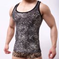thumbnail image 2 of Men's Summer Slim Fit Classic Leopard Print Tank Top Elastic Sleeveless Workout Shirt Gym Fitness Clothes, 2 of 3