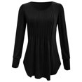 thumbnail image 6 of vigerkar Womens Long Length Sleeve Tops Casual Crew Neck T Shirt Pleated Loose Fit Blouses (Black, S), 6 of 7