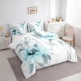 thumbnail image 3 of jejeloiu Watercolor Floral 7-Piece Bedding Comforter Set,Retro Flower Blossom King Bedding Sets,White Cyan Bed Sheets For Teens,Breathable Home Decor Reversible, 3 of 8