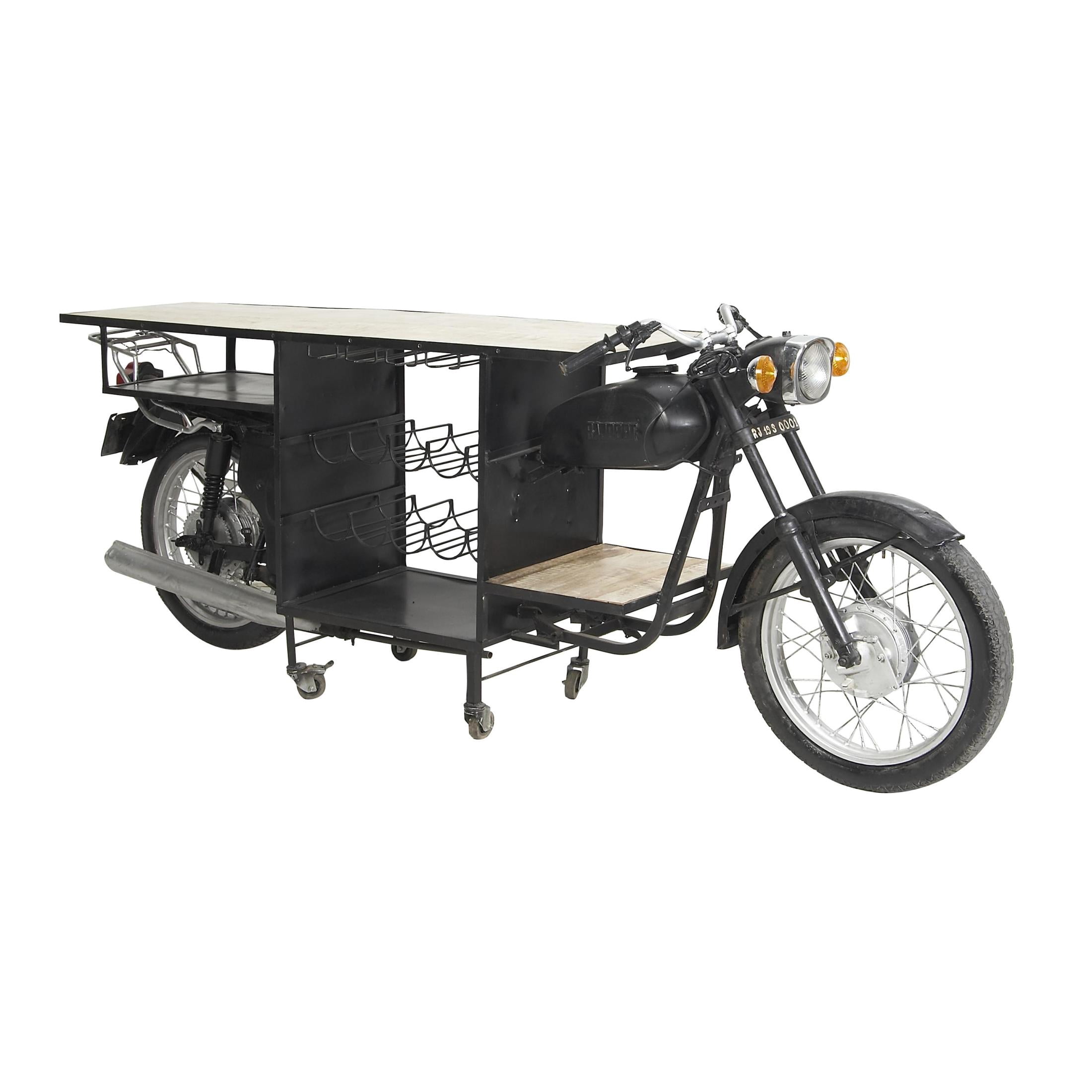 DecMode Rustic Black Metal Racer Style Motorcycle Bar, 105"W x 38"H