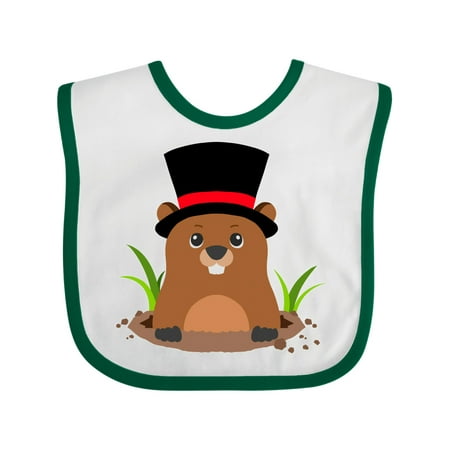 

Inktastic Groundhog Day with Groundhog in Top Hat Gift Baby Boy or Baby Girl Bib