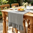 thumbnail image 3 of Gingham Plaid Ruffle Farmhouse Table Runner, 13.77" x 47.24" Short Ruffle Runner for Wedding Party Picnic Birthday Holiday, Boho Rustic Dining Decor, Table Decorations for Home Kitchen, 3 of 5