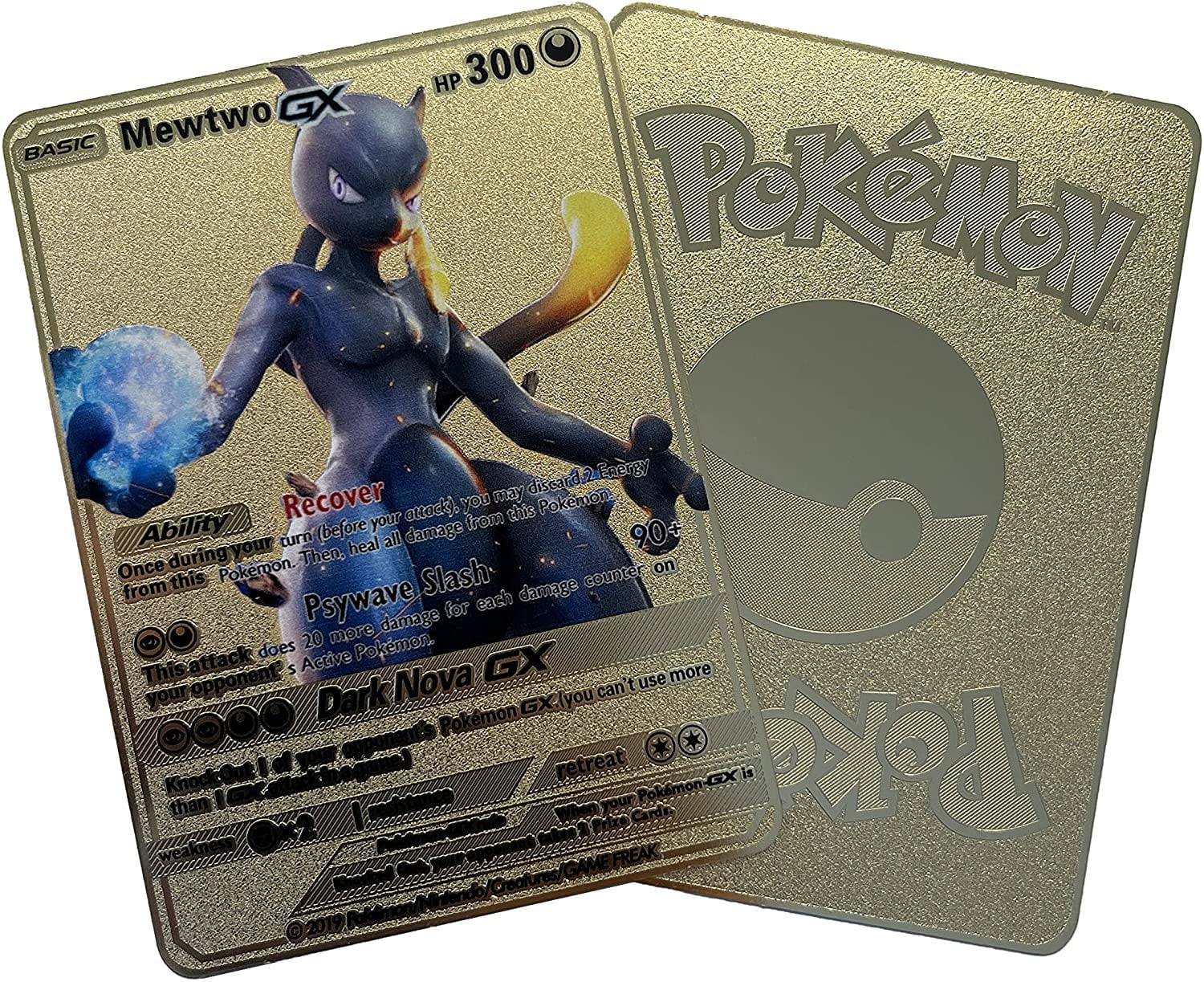 Pokemon Mewtwo Gold Star Gold Metal Custom Card 