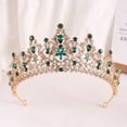 thumbnail image 1 of Nvzi Tiara de boda para novia, diadema de princesa, corona nupcial, joyería para el cabello con diamantes de imitación de cristal, decoración para cumpleaños, fiesta de disfraces (verde), 1 of 4