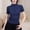 *Blue, variant on Women's High Neck Short Sleeves Ruched Workout T-Shirt, Quick Dry Form Fitting Yoga Top Black,Women's Plus XL