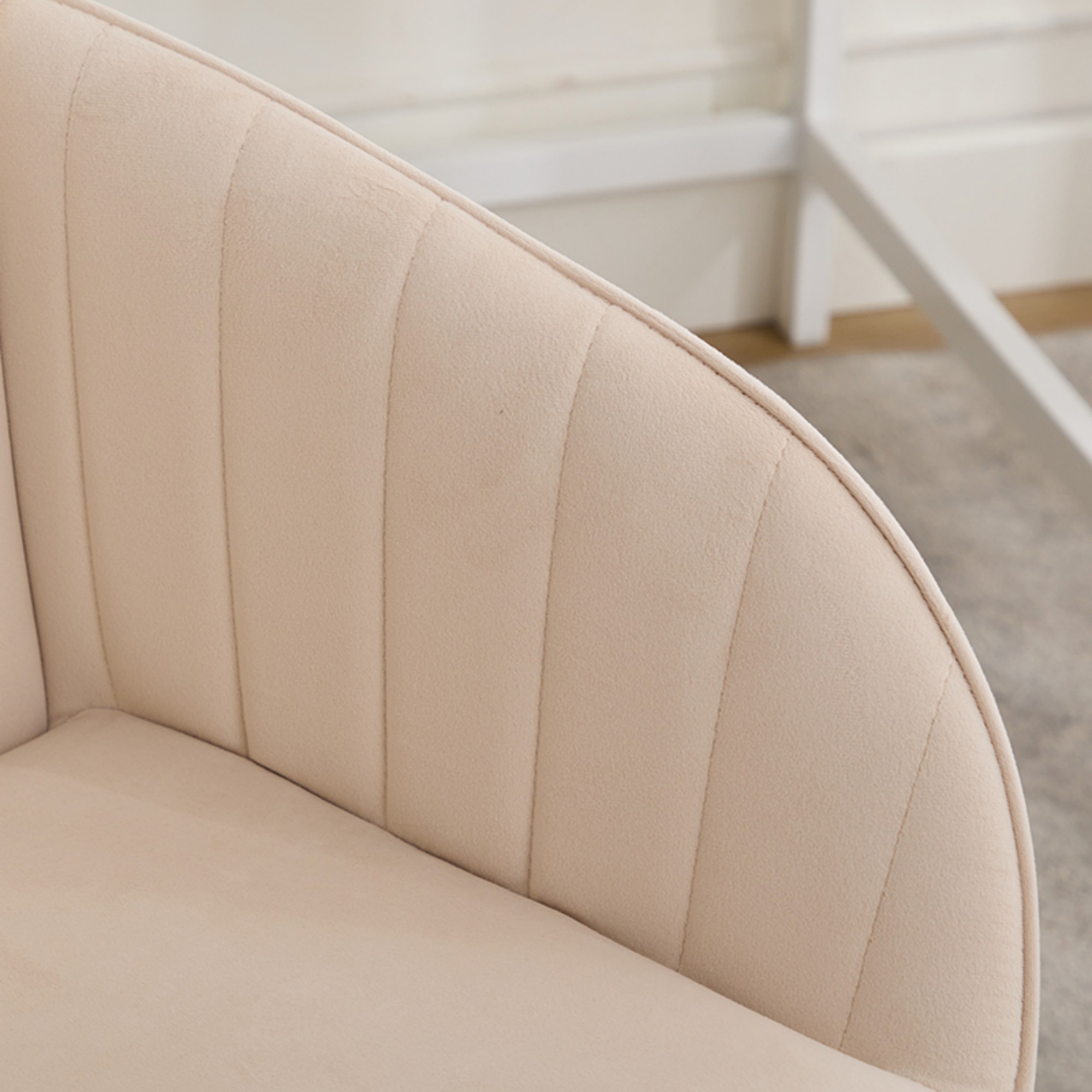 Modern Office Chair,Adjustable Arm Chair Computer Chair with Wheels,Swivel Vanity Chair for Living Room,khaki