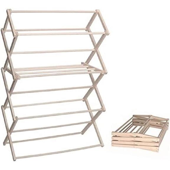 Saving Shepherd Clothes Drying Rack - 52¾"H x 36" W Folding Maple Wood Amish Handmade in Lancaster, PA USA
