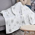 thumbnail image 3 of ASPMIZ Merry Christmas Throw Blanket, White Winter Carpet Blanket for Couch, Silver Snowflake Plush Fleece Blanket for Adult Kids, Warm Bed Napping Blanket for Sofa Bedroom Xmas Decor, 50" x 60", 3 of 7