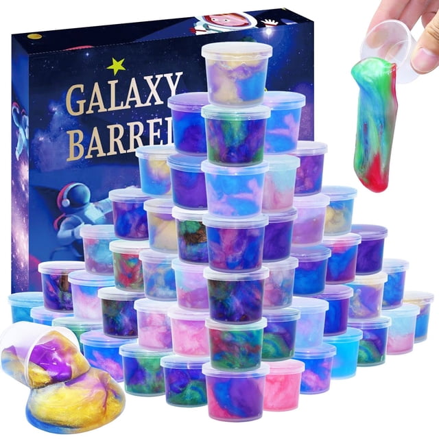 Zonfrto 64 paquetes Galaxy Putty Slime Party Favor para niños, niñas y niños, adultos, no pegajoso, sin perfume, alivio del estrés y la ansiedad, juguete de lodo súper suave húmedo