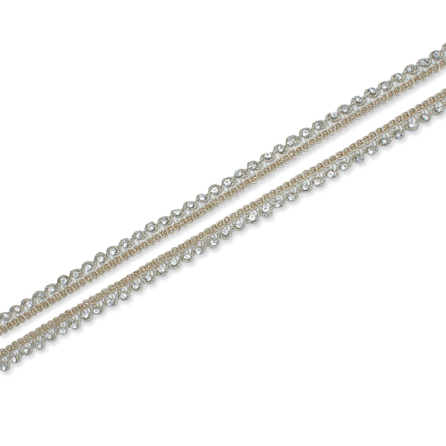 1/2 Inch Glitter Rhinestone Metallic Corded Lace Trim For Sewing, Crafts, Decor, & Upholstery - Champagne 1 Pack (9.8 Yards / 9 Meters)