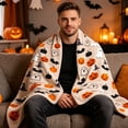 thumbnail image 4 of LEFXSMR Halloween Blanket Flannel Ghost Gnome Pumpkin Decor Holiday Fall Throw Blanket for Couch Bed Halloween Decorations, 27.56*39.37", 4 of 6