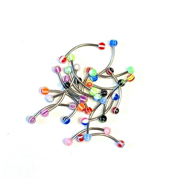 Snake Eye Tongue Rings Piercing Jewelry Pack of 20 Surgical Steel 16 Gauge 14mm