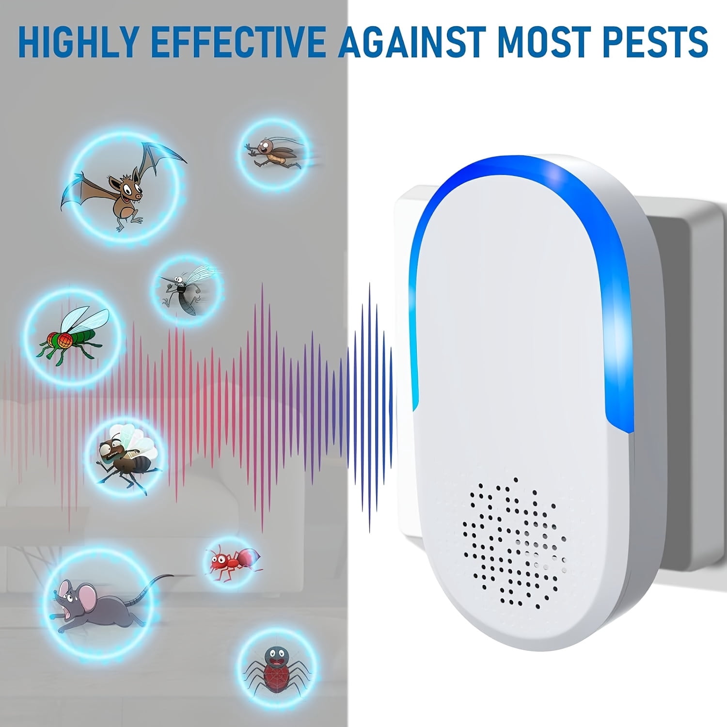 1PCSUltrasonic Pest Repeller for Home – Electronic Plug-in Device that Helps Deter Insects and Rodents – Non-Chemical, Safe for Indoor Use