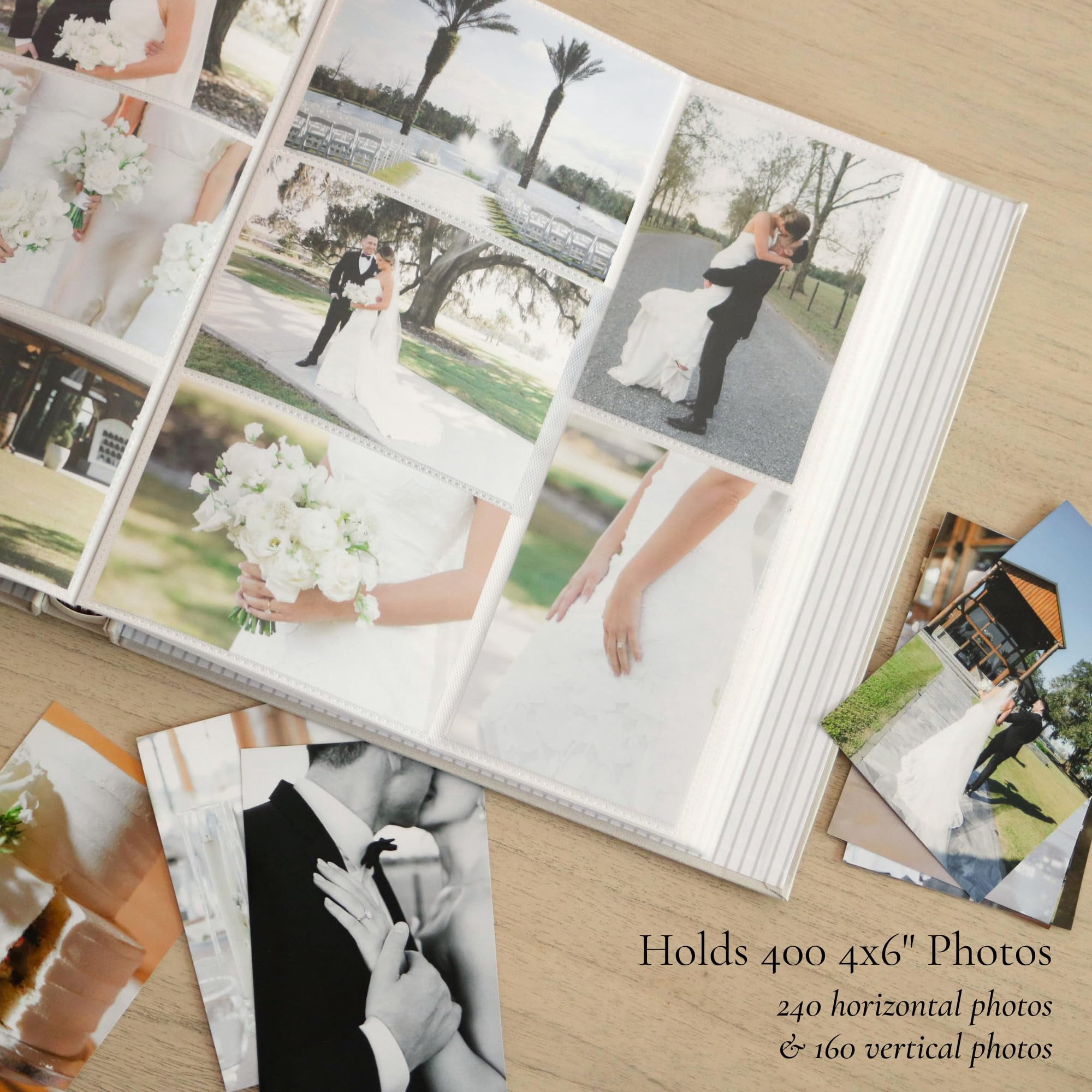 Wedding Photo Album 4x6 Pictures & Custom 2025 Year - Large Picture Scrapbook with 400 Pockets for Horizontal & Vertical Photos - Linen Photo Album Book for Personalized Wedding Day Memory Keepsake