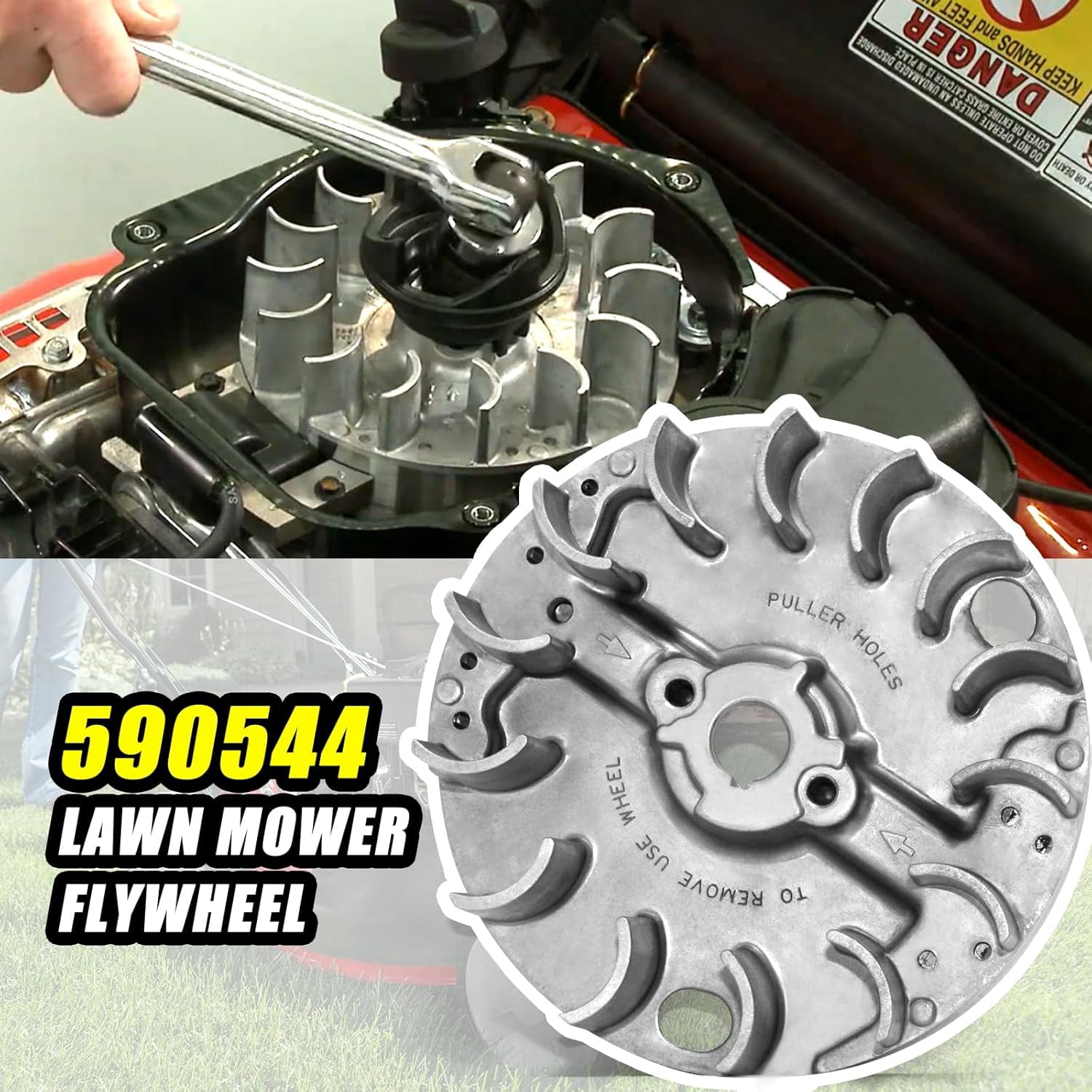590544 Flywheel Lawn Mower Replacement Parts Compatible with Briggs & Stratton Small Engine Model 08P502/0029-H1 Parts,Exact Replacement of the Original Flywheel,high-Grade steel Flywheel