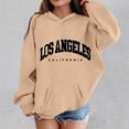thumbnail image 2 of Wdgfv Girls Hoodies Sweatshirts Cute Long Sleeve Pullover Casual Comfortable Kids Wear For Daily Activities Soft Cozy Outfit Khaki 3-4 Years, 2 of 4