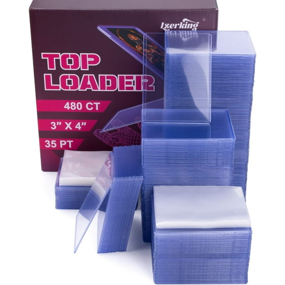 Top Loader for Cards 960 ct, 35 PT Premium 480 Top Loader and 480 Clear Soft Sleeves, Thick Hard Plastic Card Sleeves, 3" x 4" Trading Cards Protector for Game Cards, Sports Card