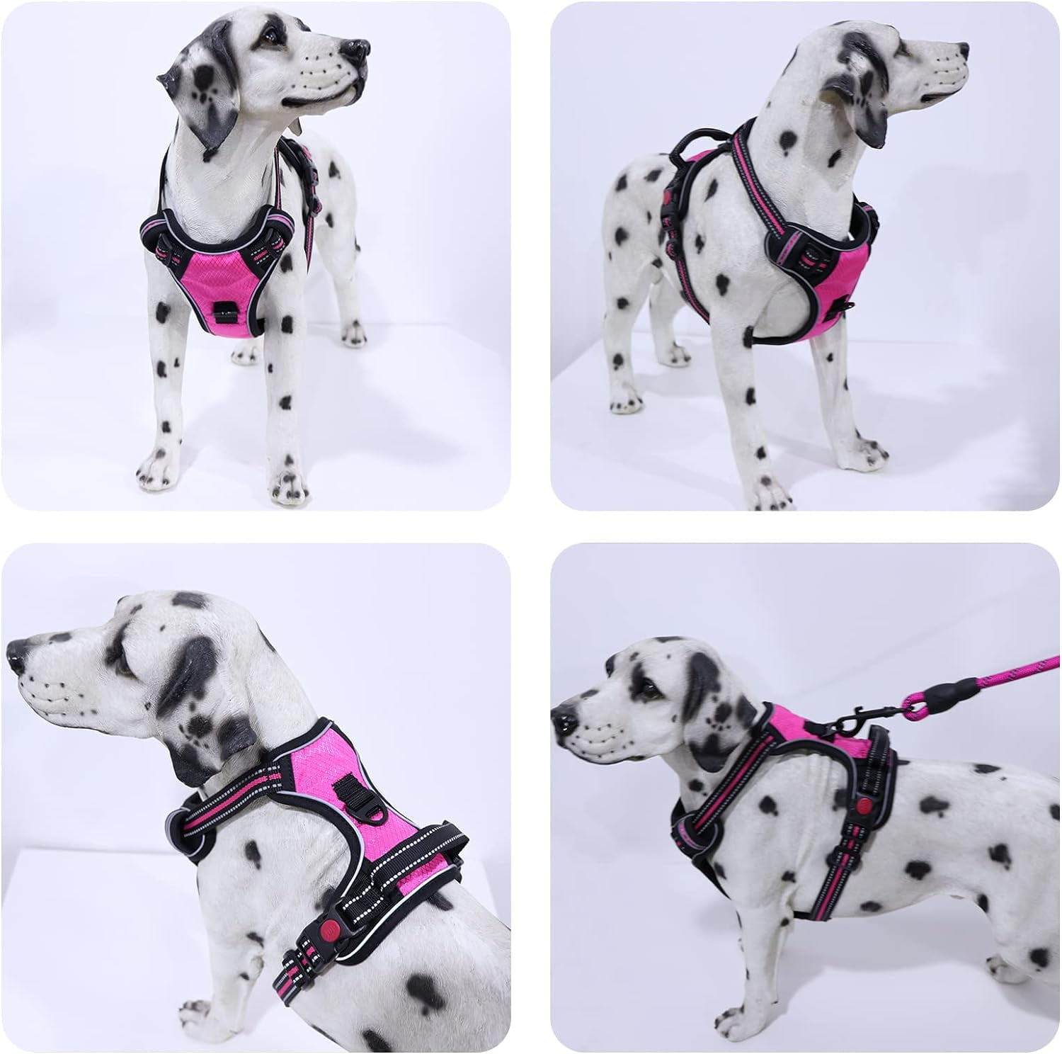 SYEENIFY No Pull Dog Harness, Adjustable Soft Padded Dog Vest, Medium Large Dog Harness with 5FT Dog Leash,Reflective No-Choke Pet Oxford Vest with Easy Control Handle pink small