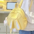 thumbnail image 2 of GobdXE Back To School Unisex Student Solid Nylon 3D Bunny Ear Mini Backpack Fluffy Plush Tail Lightweight Casual Daypack Size:One Size, 2 of 4