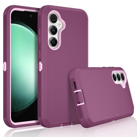 Ebizware for Samsung Galaxy S23 FE 5G Phone Case, Heavy Duty Shockproof Case [Military Grade Drop Tested] Dual Layer Full Body Protective Cover for Galaxy S23 FE 5G - Wine Red/Pink