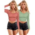 thumbnail image 1 of Set De Dos Blusas Crop Top De Manga Larga Para Mujer Moda UNITALLA, 1 of 5