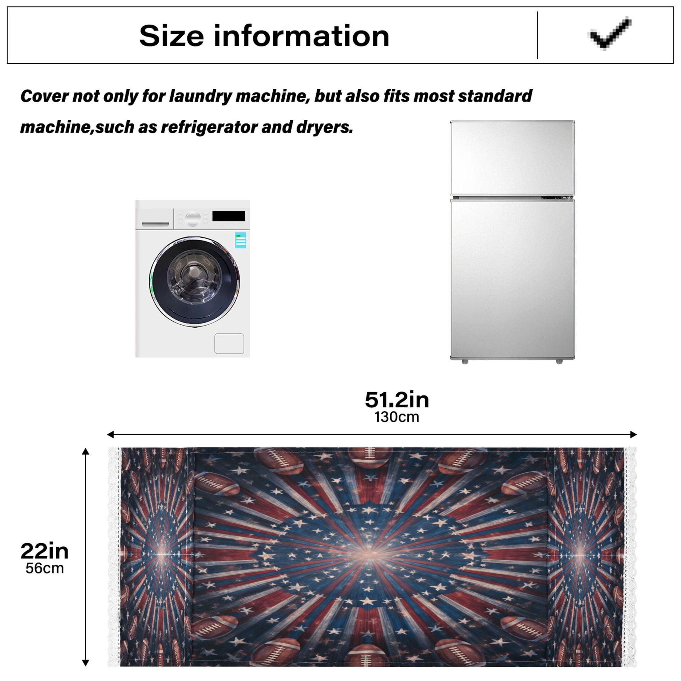 Wobogo American Flag Style Football Washing Machine Cover Dustproof Washer Dryer Cover Waterproof Laundry Room Decorative Protector